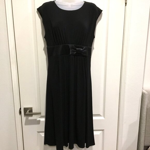Alain Manoukian Black Satin Bow Dress Size M – Vintage Y2K Parisian Chic - Picture 2 of 13